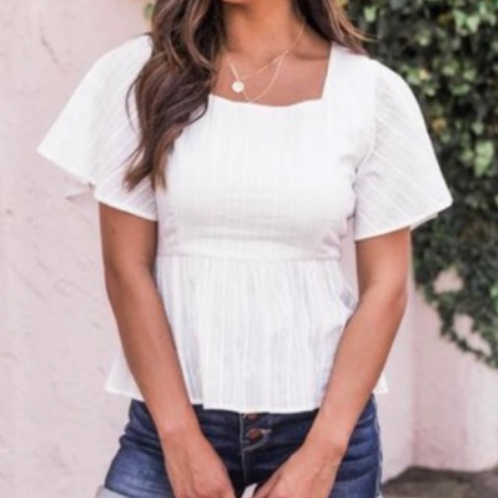 Pink Lily Square Neck Peplum Blouse - Size Large - Mauve (Worn Once)